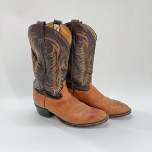 Tony Lama Brown Leather Cowboy Boots Mens Size 10.5 EE Style 6531 USA Fast Ship